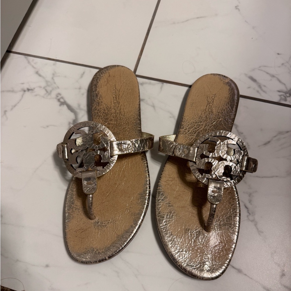 Tory Burch Gold Miller Sandal Size 8